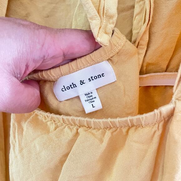 Anthropologie Cloth and Stone yellow open tie on the back midi dress - Picture 6 of 10